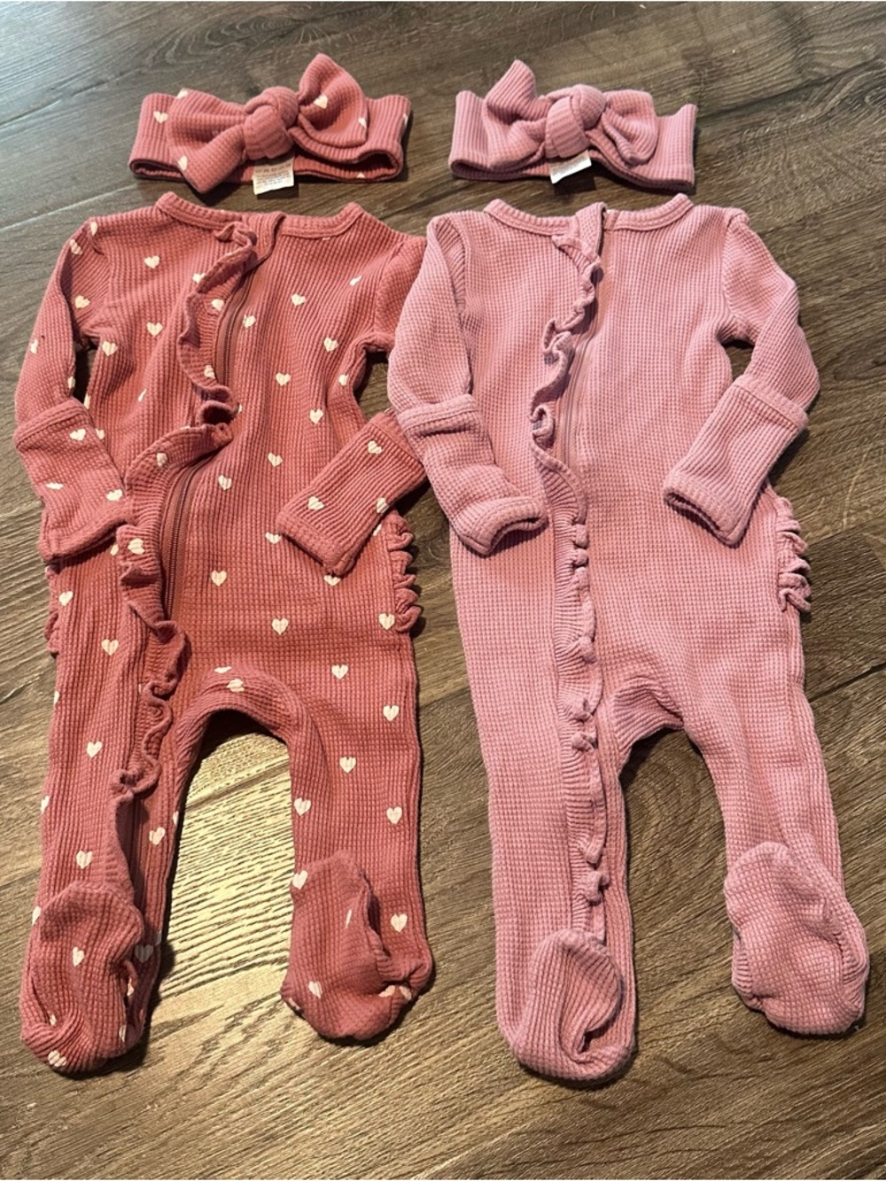 Spearmint Love Baby Girl Pink Ruffle Footed Sleeper Pajama